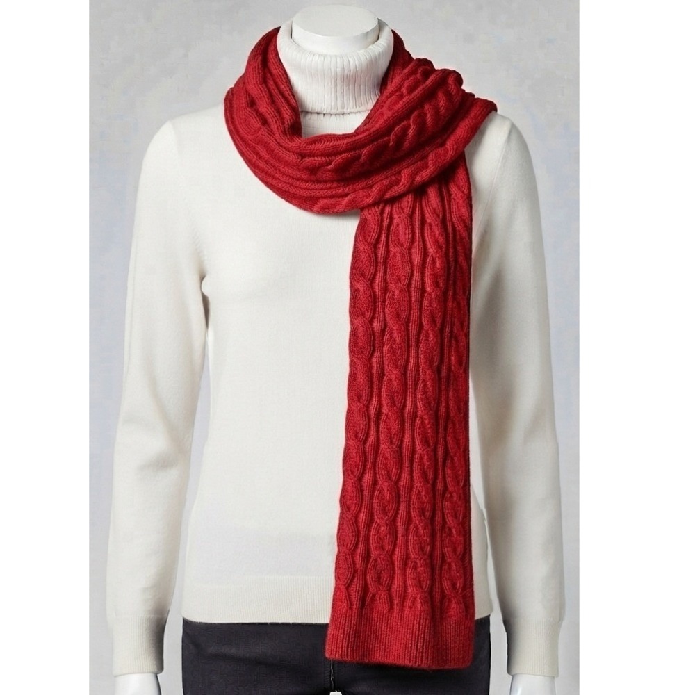 Style & Co Red Cable Knit Convertible Wrap Scarf One Size NWT